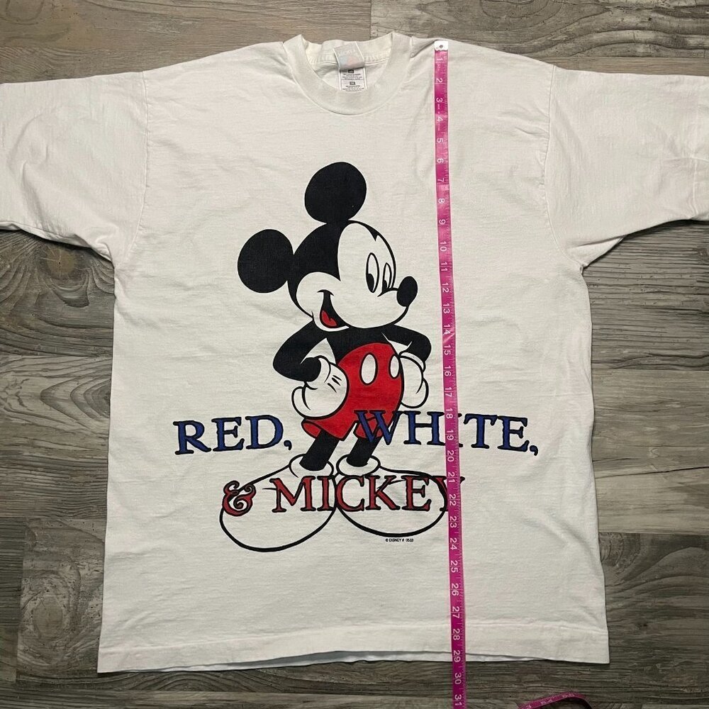 Vintage Mickey Unlimited Jerry Leigh Single Stitch T-Shirt XL Red White - Picture 3 of 6